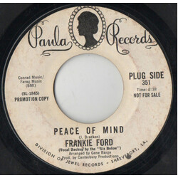 Frankie Ford Peace Of Mind / I'm Proud Of What I Am USED VINYL 7INCH 45 RPM PROMO