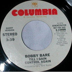 Bobby Bare Till I Gain Control Again USED VINYL 7INCH 45 RPM PROMO