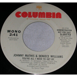Johnny Mathis / Deniece Williams You're All I Need To Get By USED VINYL 7INCH 45 RPM PROMO