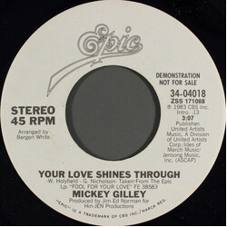 Mickey Gilley Your Love Shines Through USED VINYL 7INCH 45 RPM PROMO
