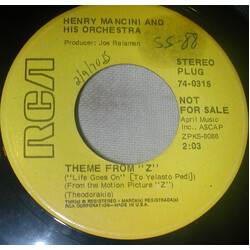 Henry Mancini And His Orchestra Theme From "Z"/ Theme From The Molly Maguires USED VINYL 7INCH 45 RPM PROMO