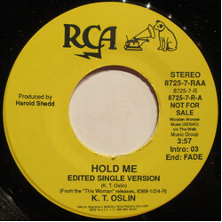 K.T. Oslin Hold Me Edited Single Version USED VINYL 7INCH 45 RPM PROMO