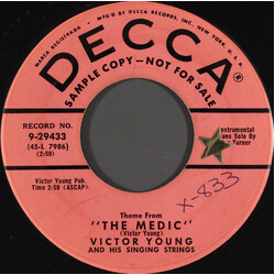 Victor Young And His Singing Strings Theme From "The Medic" / Bella Notte USED VINYL 7INCH 45 RPM PROMO