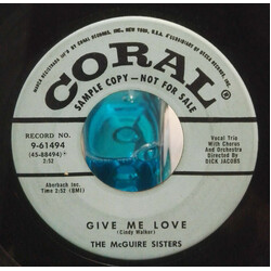 McGuire Sisters Give Me Love / Sweet Song Of India USED VINYL 7INCH 45 RPM PROMO