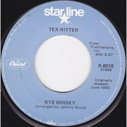Tex Ritter Rye Whiskey / Deck Of Cards USED VINYL 7INCH 45 RPM SINGLE REISSUE