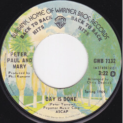 Peter, Paul & Mary Day Is Done / Leaving On A Jet Plane USED VINYL 7INCH 45 RPM SINGLE REISSUE