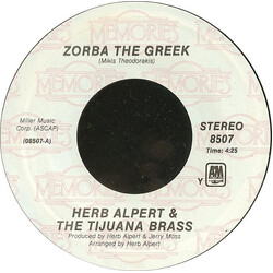 Herb Alpert & The Tijuana Brass Zorba The Greek USED VINYL 7INCH SINGLE 45 RPM REISSUE