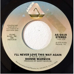 Dionne Warwick I'll Never Love This Way Again USED VINYL 7INCH SINGLE 45 RPM