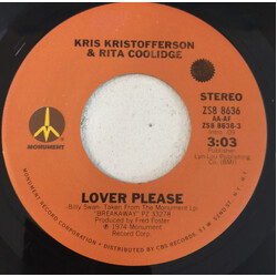 Kris Kristofferson & Rita Coolidge Lover Please / Slow Down USED VINYL 7INCH SINGLE 45 RPM
