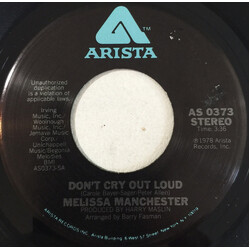 Melissa Manchester Don't Cry Out Loud USED VINYL 7INCH 45 RPM SINGLE