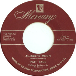 Patti Page Allegheny Moon / The Strangest Romance USED VINYL 7INCH 45 RPM SINGLE