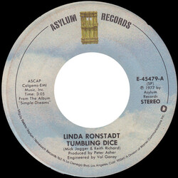 Linda Ronstadt Tumbling Dice USED VINYL 7INCH 45 RPM SINGLE STEREO
