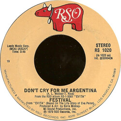 Festival (2) Don't Cry For Me Argentina / Eva's Theme: Lady Woman VINYL 7" USED