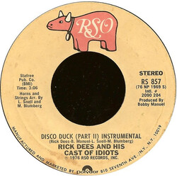 Rick Dees & His Cast Of Idiots Disco Duck USED VINYL 7INCH SINGLE STYRENE STEREO
