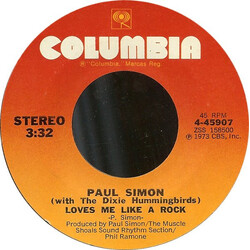 Paul Simon / The Dixie Hummingbirds Loves Me Like A Rock USED VINYL 7INCH 45 RPM SINGLE STYRENE STEREO