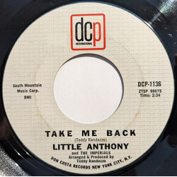 Little Anthony & The Imperials Take Me Back USED VINYL 7INCH 45 RPM SINGLE STYRENE