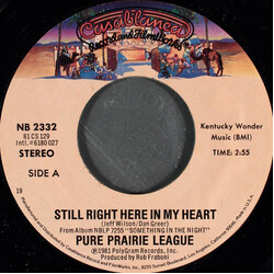 Pure Prairie League Still Right Here In My Heart USED VINYL 7INCH 45 RPM SINGLE STYRENE