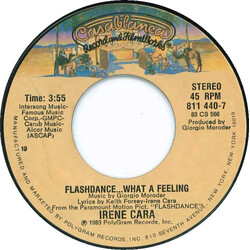 Irene Cara Flashdance ... What A Feeling USED VINYL 7INCH 45 RPM SINGLE STYRENE STEREO