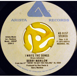 Barry Manilow I Write The Songs / A Nice Boy Like Me USED VINYL 7INCH 45 RPM SINGLE STYRENE STEREO