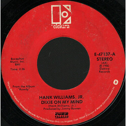 Hank Williams Jr. Dixie On My Mind USED VINYL 7INCH 45 RPM SINGLE STYRENE STEREO