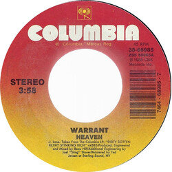 Warrant Heaven USED VINYL 7INCH 45 RPM SINGLE STYRENE