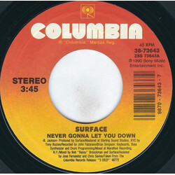 Surface Never Gonna Let You Down USED VINYL 7INCH SINGLE STYRENE