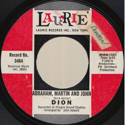 Dion (3) Abraham, Martin And John / Daddy Rollin' USED VINYL 7INCH 45 RPM SINGLE STYRENE