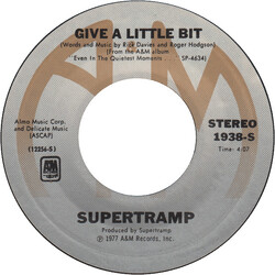Supertramp Give A Little Bit USED VINYL 7INCH 45 RPM SINGLE STYRENE STEREO