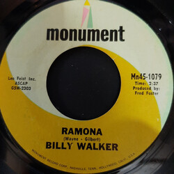 Billy Walker Ramona / One Inch Off The Ground USED VINYL 7INCH 45 RPM SINGLE STYRENE