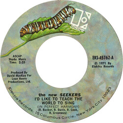The New Seekers I'd Like To Teach The World To Sing (In Perfect Harmony) USED VINYL 7INCH 45 RPM SINGLE STYRENE