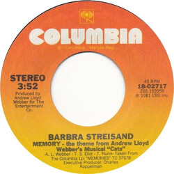 Barbra Streisand Memory USED VINYL 7INCH 45 RPM SINGLE STYRENE STEREO