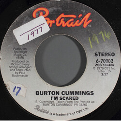 Burton Cummings I'm Scared USED VINYL 7INCH 45 RPM SINGLE STYRENE