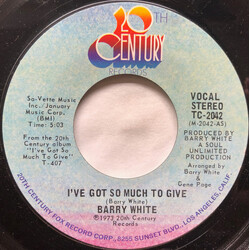 Barry White I've Got So Much To Give USED VINYL 7INCH 45 RPM SINGLE STYRENE STEREO
