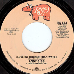 Andy Gibb (Love Is) Thicker Than Water USED VINYL 7INCH 45 RPM SINGLE STYRENE