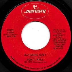 Tom T. Hall Ravishing Ruby / I Flew Over Our House Last Night USED VINYL 7INCH 45 RPM SINGLE STYRENE