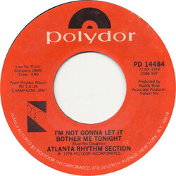 Atlanta Rhythm Section I'm Not Gonna Let It Bother Me Tonight USED VINYL 7INCH 45 RPM SINGLE STYRENE