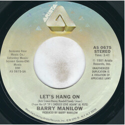 Barry Manilow Let's Hang On USED VINYL 7INCH 45 RPM SINGLE STYRENE