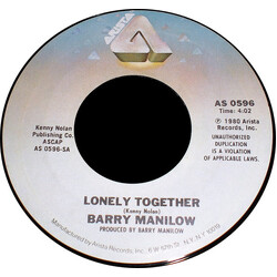 Barry Manilow Lonely Together USED VINYL 7INCH 45 RPM SINGLE STYRENE