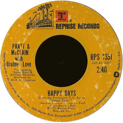 Pratt & McClain / Brotherlove Happy Days USED VINYL 7INCH 45 RPM SINGLE STYRENE