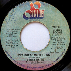 Barry White I've Got So Much To Give USED VINYL 7INCH 45 RPM SINGLE STYRENE