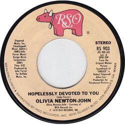 Olivia Newton-John / Unknown Artist Hopelessly Devoted To You USED VINYL 7INCH 45 RPM SINGLE STYRENE