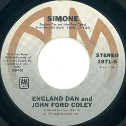 England Dan & John Ford Coley Simone USED VINYL 7INCH 45 RPM SINGLE STYRENE STEREO