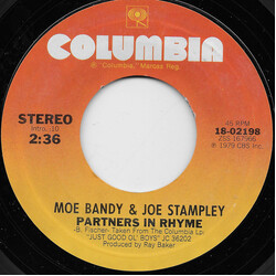 Moe Bandy & Joe Stampley Partners In Rhyme USED VINYL 7INCH 45 RPM SINGLE STYRENE