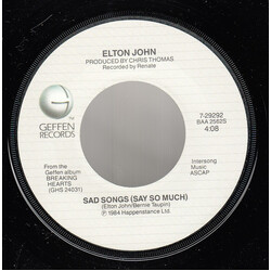 Elton John Sad Songs (Say So Much) USED VINYL 7INCH 45 RPM SINGLE