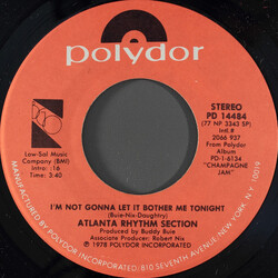 Atlanta Rhythm Section I'm Not Gonna Let It Bother Me Tonight USED VINYL 7INCH 45 RPM