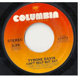 Tyrone Davis Can't Help But Say / Bunky USED VINYL 7INCH 45 RPM STYRENE STEREO