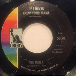 Vic Dana If I Never Knew Your Name USED VINYL 7INCH 45 RPM STYRENE