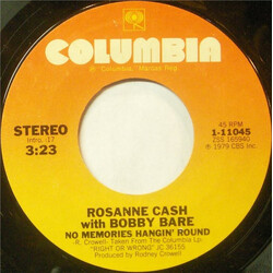 Rosanne Cash / Bobby Bare No Memories Hangin' Round USED VINYL 7INCH 45 RPM STYRENE STEREO