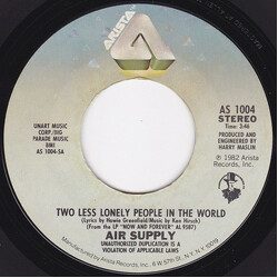 Air Supply Two Less Lonely People In The World USED VINYL 7INCH 45 RPM STYRENE STEREO