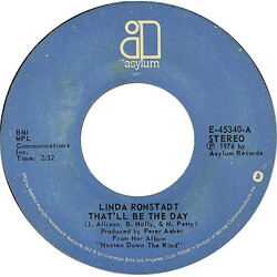 Linda Ronstadt That'll Be The Day USED VINYL 7INCH 45 RPM STYRENE